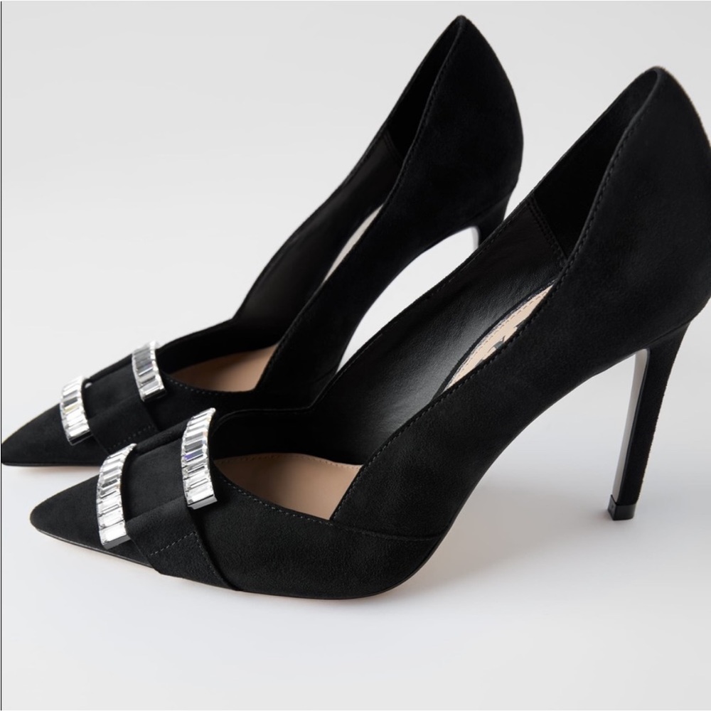 Zara Black Heels with Silver Accents